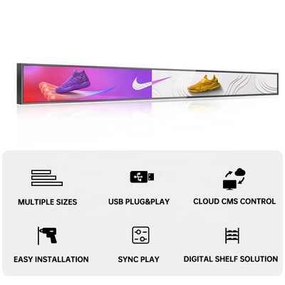 Ultra Wide Stretched Bar Lcd Monitor Screen 23.1" Shelf Android Cloud Advertising Supermarket