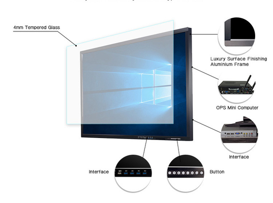 Wall Mounted Interactive Digital Whiteboard Tv Screen Online Tutoring 110 Inch LCD