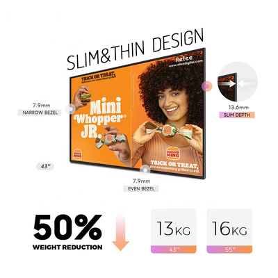 50 Inch Slim Wall Mount Frameless Lcd Display Screen Module Tv 450 Nits