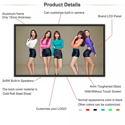 Wall Mount Touch Screen Advertising Display Interactive LCD Battery For Showcase