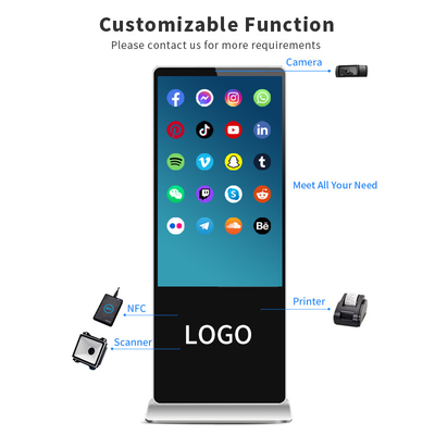 Indoor Floor Stand Wifi Digital Signage Kiosk , 65 Inch Lcd Advertising Player